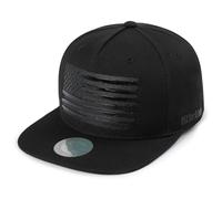 FLIPPER USA American Flag Flat Brim Bill Baseball Cap Classic Snapback Hat for Men Women Version.2 with 3 Sizes (All Black, Large (22 3/8" ~ 23 1/8"))
