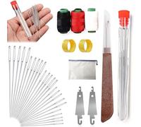 FLKWOP Big Eye Stahl-Nähnadel-Set, 2025 neue Edelstahl-Nadeln zum Handnähen, 34-teiliges Stahlnadel-Set mit großem Auge - lange und dünne handgefertigte Quilt- und Nähnadeln für DIY-Nähen (34 Stück)