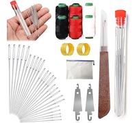 FLKWOP Big Eye Stahl-Nähnadel-Set, 2025 neue Edelstahl-Nadeln zum Handnähen, 37-teiliges Stahlnadel-Set mit großem Auge - lange und dünne handgefertigte Quilt- und Nähnadeln für DIY-Nähen (37-teilig)