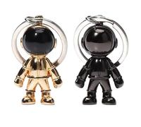 Floatdream 2 Stücke Astronaut Schlüsselanhänger, Roboter Schlüsselanhänger, Auto Charm Schlüsselbund, Geeignet für Die Dekoration von Auto Rucksackschlüsseln(Gold, Schwarz)