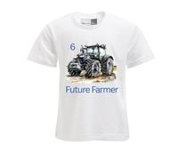 FLOCKex* personalisiertes Kinder T-Shirt mit Motiv | individuelles Motiv, Wunschtext & Zahl | persönliches Design für Geburtstag, Sport & mehr | DTF-Druck in Top-Qualität | Unisex | Traktor schwarz