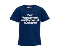 FLOCKex* personalisiertes Kinder T-Shirt | Wunschtext auf Front- und Rückseite | Individuelles Design für Geburtstag, Sport & mehr | DTF-Druck in Top-Qualität | Unisex | Navy Blau, Größe 164
