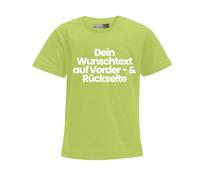 FLOCKex* personalisiertes Kinder T-Shirt | Wunschtext auf Front- und Rückseite | Individuelles Design für Geburtstag, Sport & mehr | DTF-Druck in Top-Qualität | Unisex | Lime, Größe 92