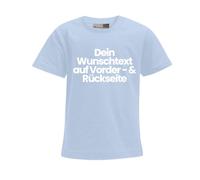 FLOCKex* personalisiertes Kinder T-Shirt | Wunschtext auf Front- und Rückseite | Individuelles Design für Geburtstag, Sport & mehr | DTF-Druck in Top-Qualität | Unisex | Hellblau, Größe 152