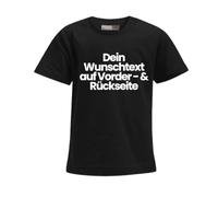 FLOCKex* personalisiertes Kinder T-Shirt | Wunschtext auf Front- und Rückseite | Individuelles Design für Geburtstag, Sport & mehr | DTF-Druck in Top-Qualität | Unisex | Schwarz, Größe 104
