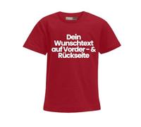 FLOCKex* personalisiertes Kinder T-Shirt | Wunschtext auf Front- und Rückseite | Individuelles Design für Geburtstag, Sport & mehr | DTF-Druck in Top-Qualität | Unisex | Rot, Größe 164