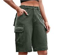 Flodxo Cargo-Shorts für Damen, Übergröße, für Sommer, lässig, weites Bein, Kampfhose, lockere Passform, Streetwear, Hose mit Taschen für Yoga, Laufen, Workout, grün, M