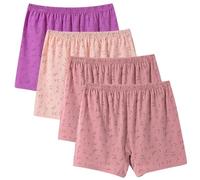 Flodxo Damen-Boxershorts 4er-Pack Übergröße Unterwäsche hohe Taille reine Baumwolle Boxer-Panties Schlaf Alltags-Shorts weich lockere Damen-Unterwäsche Fashion-Druck Unterhosen bequem, Mehrfarbig1