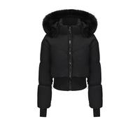 Flodxo Damen Kurze Gecroppte Pufferjacke Winter Kurze Gepolsterte Jacke Reißverschluss Kapuzenjacke Gesteppte Jacken Warme Thermo-Oberbekleidung Überzieher Leichte Langarm Daunenjacken Mit Daumenloch