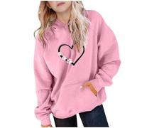 Flodxo Hoodies für Mädchen, niedliches Herzmuster, Kinder-Sweatshirt, langärmelig, mit Kapuze, lässiger Pullover, Kinder, Vintage, lustig, Schulpullover, Frühling, Winter, Oberbekleidung, Outfits