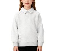 Flodxo Poloshirt für Mädchen und Jungen, langärmeliges T-Shirt, Pullover, lässig, Farbblock, einfarbig, Schuluniform, Reverskragen, Vintage-Pullover, Winter, Frühling, Outfits, grau, 3-4 Years