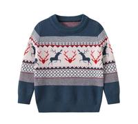 Flodxo Weihnachtspullover für Jungen und Mädchen, lustig, gestrickt, langärmelig, lässig, lockere Strickwaren, Sweatshirts, Festivals, Herbst, Winter, blau, 10-11 Years