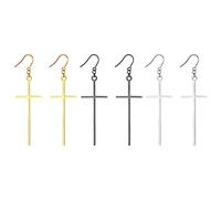 Flongo 3 Paar Kreuz Ohrringe aus Edelstahl Creolen Ohrringe mit Kreuz Anhänger Damen Ohrringe Herren Ohrstecker Kreuz Schmuck Geschenk zu Ostern Weihnachten Halloween