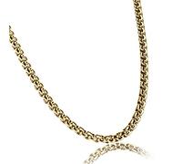 Flongo 4mm Breite Edelstahl Halskette Panzerkette Weizenkette Kette Link Gold Golden Herren, Damen 61cm