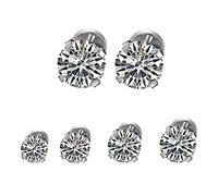 Flongo 8 Stück 5~8mm Edelstahl Gestüt Stecker Ohrringe Ohrstecker Ohrhänger CZ Zirkon Zirkonia Schwarz Silber Kugel Kugel Perle Perlen Runde Kreis Circle Charm Herren,Damen Set