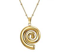 Flongo Boho Spirale Halskette für Damen: Gold Wirbel Anhänger Edelstahl - Surfer Strand Schmuck für Frauen - Festival Hippie Kette - Geburtstagsgeschenk - Verstellbar 42-47cm