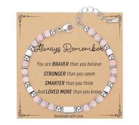 Flongo Damen boho Armband Perlen: pink weiß Bohemian Style Sommer Surfen Yoga Armreif mit Naturstein natürlichem Edelstein Bracelet tribal Perlenarmband Fußband Geschenk für Frauen Herren Surfer