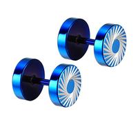 Flongo Damen Ohrringe 8 mm Fake Plugs tunnel aus Edelstahl Stretcher mit Blütenblätter Blumen Muster glänzend blau Ohrstecker für Herren männer Frauen Unisex Cheater Ohrstecker Schraubverschluss
