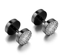 Flongo Damen Ohrringe 8mm Edelstahl Herren Ohrstecker Gestüt Stecker Ohrringe Blütenblätter Blumen Fake Plugs Tunnel Männer Ohrstecker Ohrstecker Piercing Schraubverschluss schwarz silber