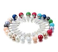 Flongo Damen Ohrringe Set Perlenohrringe Stecker bunt Ohrstecker 24 Stück 6mm Edelstahl Gestüt Stecker Farbige Kugel Perle Perlen Frauen Elegant Set (12 Paar)