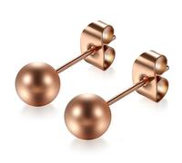 Flongo Damen Perlen Ohrstecker 6mm rosegold Edelstahl Faux Perle rund Kugel Gestüt Stecker Steckerverschluss Stud Ohrringe hypoallergen Starter Set für Damen Herren Mädchen
