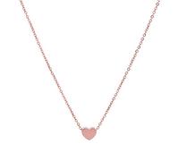 Flongo Damenkette Frauen Anhänger Ketten Halskette Zweireihige Kette mit Rundem Kreis Herz Anhänger Mehrreihige Kette Lagenlook aus Edelstahl in Rosegold
