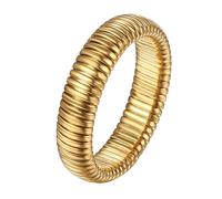 Flongo Elastische Chunky Ring Unisex: Silber Edelstahl Ring Schlicht 6mm echt Klassisch Stretchringe Mikro Elastisch Stapelbar Stressresistent Stilvolles Geschenk Damen Herren