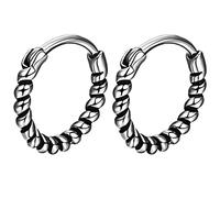 Flongo Herren Ohrringe Creolen mit Anhänger Gothic Ohrringe aus Edelstahl Schwarz Silber Damen Ohrringe Minimalistische Ohrringe für Punk Mode für Männer und Frauen