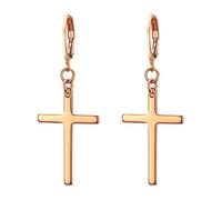 Flongo Kreuz Ohrringe aus Edelstahl - Creolen mit Kreuzanhänger für Damen und Herren, Ohrstecker als Geschenk zu Ostern, Weihnachten und Halloween
