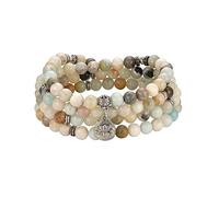 Flongo Perlen Edelstein Yoga Armband Wickelarmband Naturstein Buddha Buddhistische Tibetische Gebetskette Healing Reiki Mala Kette Halskette mit Lotus Anhänger Farbe B