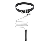 Flongo Punk Choker Halskette Damen Schwarz - Verstellbare Leder Halskette mit Knochen Anhänger - Gothic Stil Halsband Kragen - Weiches Kunstleder Zubehör für Alltag, Cosplay, Party oder Geschenk