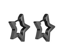 Flongo Stern Creolen Ohrringe Schwarz: Edelstahl Klobig Klein Pentagramm Huggie Creolen Geometrische Ohrringe Hypoallergen Ohrstecker für Herren Damen