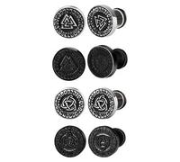 Flongo Wikinger Ohrringe Ohrstecker Herren: Valknut Runen Ohrringe aus Edelstahl Nordische Symbole Tunnel Optik Keltischer Schmuck Punk Gothic Geschenk
