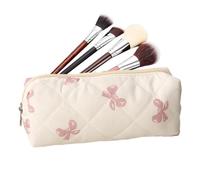 Floral Bow Pencil Case Pouch, Large Capacity Zipper Closure Stationery 19cm | Organizer Bag, Stylish Pencil Holder for Elementary Kids, College Students, Youth Girls, Back to School and Birthday Gift