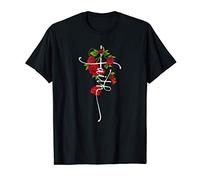 Floral Faith, Faith Vertical Cross, Jesus Christian Flowers T-Shirt