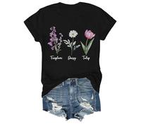 Floral Fdt T-Shirt Tango Shirt Fdt Rundhalsausschnitt Blumendruck Floral Fdt Tango Fdt Rundhals Blumendruck Tee Gewichtheben Langarm, Schwarz , L