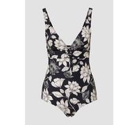 Badeanzug S.OLIVER "Lady", Damen, Gr. 36, Cup B, schwarz (schwarz, cream), Recycling-Polyamid, bedruckt, floral, Badeanzüge, mit floralem Design (62039745-36) schwarz, cream