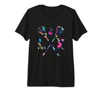 Floral Lacrosse Gekreuzte Sticks LAX Girly Teal Pink Head Girl Premium T-Shirt
