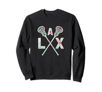 Floral Lacrosse Gekreuzte Sticks LAX Girly Teal Pink Head Girl Sweatshirt