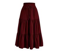 Floral Maxi Skirt for Women Summer Comfy Tiered Elastic High Waisted Skirts Vacation A-Line Flowy Swing Long