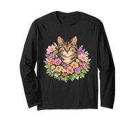 Floral Tabby Cat Langarmshirt