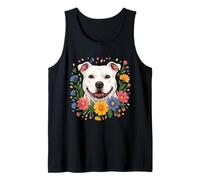 Floral White Pitbull Bunte Frühlingsblumen Wildblumen Tank Top