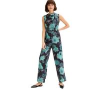 floraler Damen Satin Jumpsuit mit Blumenmuster Urlaubs-Outfit 904269 Grün/Blau 48