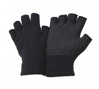 Floso® Halbfinger Handschuhe Magic Gloves mit griffigen Handflächen (Einheitsgröße) (Schwarz)