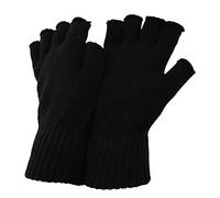FLOSO Herren Winter Halbfinger-Handschuhe MG-12D (Einheitsgröße) (Schwarz)