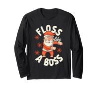 Floss Like A Boss Lustiges Weihnachtszahnseide mit Weihnachtsmann-Motiv Langarmshirt
