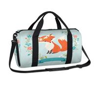 Flower Fox Sporttasche, Motiv: Fuchs, Wochenende, Übernachtung, lässige Tragetasche, Reisetasche, Reisetasche, für Kinder, Mädchen, Jungen, Damen, Herren