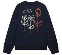 Flower Mountain - Navy Crewneck Sweatshirt With Front And Back Graph - Größe M - blau