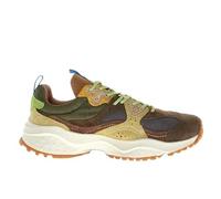 FLOWER MOUNTAIN Wave Man Sportschuhe, mehrfarbig, Braun Grau, Wildleder und Nylon, Gummisohle, Retro-Laufstil, 70er-Jahre, Mehrfarbig, Braun, Grau, Grün, Beige, Gelb, Blau, 41 EU