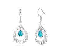 Flpruy Boho Türkis Ohrringe Sterling Silber Türkis Baumeln Trendige Böhmische Tropfen Ohrringe Tropfen Vintage Schmuck Geschenke für Frauen